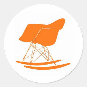 Eames rocker chair in orange classic round sticker