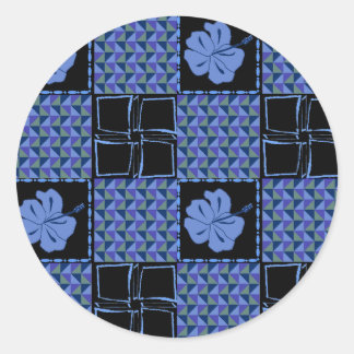 eamless pattern with blue hand-drawn tropical classic round sticker