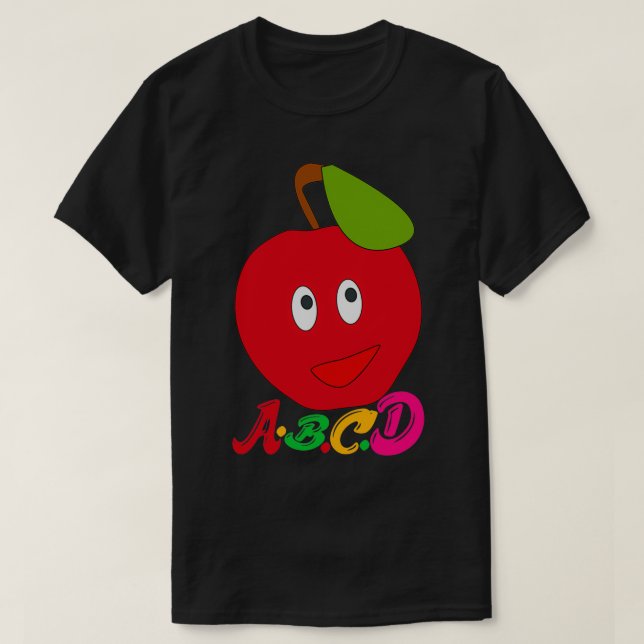 Eapple Alphabet letters lovely red apple A B C D f T-Shirt (Design Front)