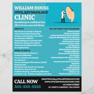 Ear Doctor, Otolaryngologist Otolaryngology Clinic Flyer