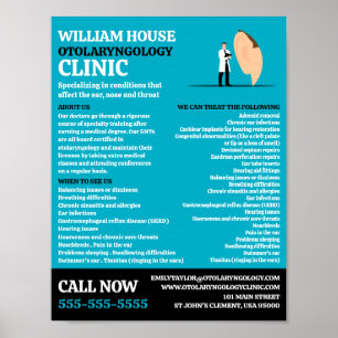 Ear Doctor, Otolaryngologist Otolaryngology Clinic Poster