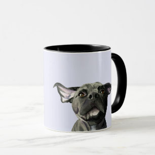 Ear Flopping Black Pit Bull Dog Illustration Mug