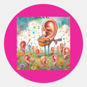 Ear Guitar Recital: Playing By Ear Classic Round Sticker