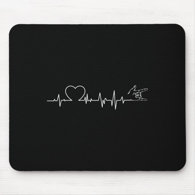 Ear Heartbeat Hand sign language hearing loss awar Mouse Mat (Front)