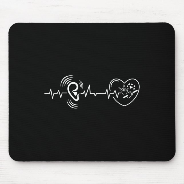 Ear Heartbeat Hand sign language hearing loss awar Mouse Mat (Front)