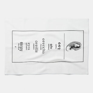 Ear in different languages tea towel