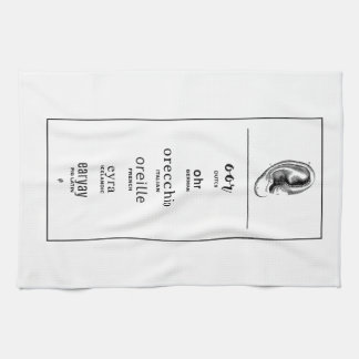 Ear in different languages  tea towel