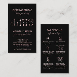 Ear Piercing Care Aftercare Tips Instruction Small Business Card