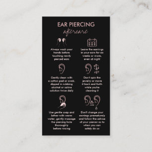 Ear Piercing Care Instructions Business Card