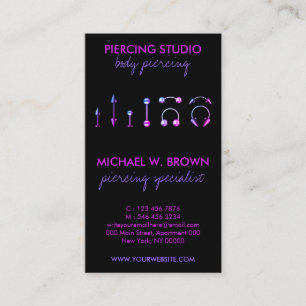 Ear Piercing Care Instructions Purple Body Jewelle Business Card