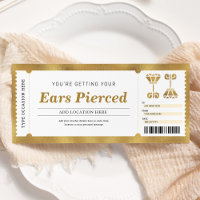 Ear Piercing Gold Gift Certificate Voucher