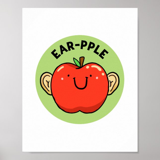 Ear-pple Fruit Apple Pun Poster (Front)