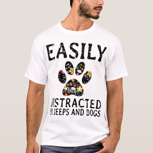 earily distracted by jeep and dogs t-shirts (Front)