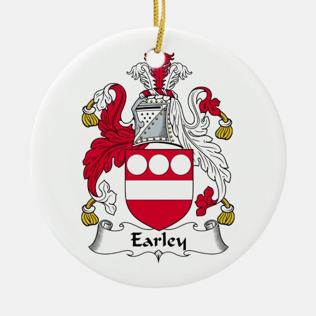 Earley Family Crest Ceramic Tree Decoration (Front)