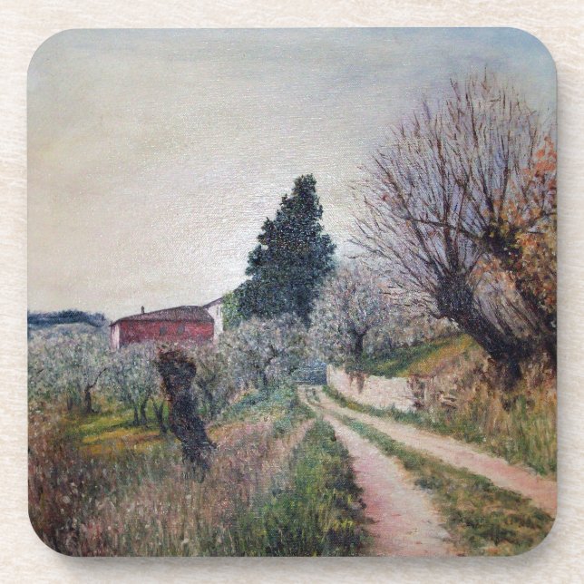EARLIEST SPRING IN VERNALESE / Tuscany Landscape Coaster (Front)