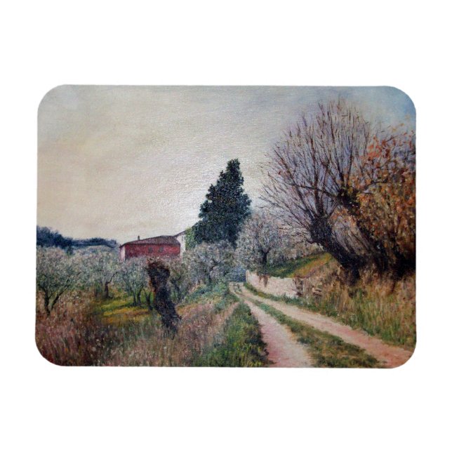 EARLIEST SPRING IN VERNALESE / Tuscany Landscape Magnet (Horizontal)