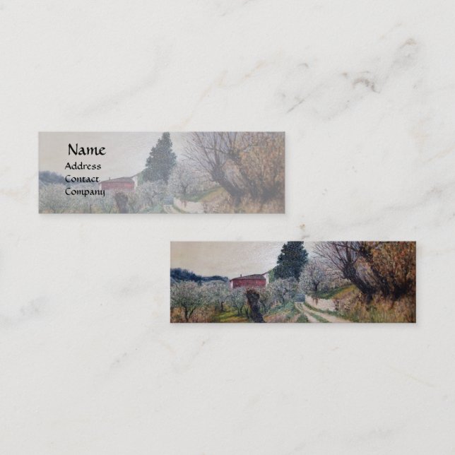 EARLIEST SPRING IN VERNALESE / Tuscany Landscape Mini Business Card (Front/Back)
