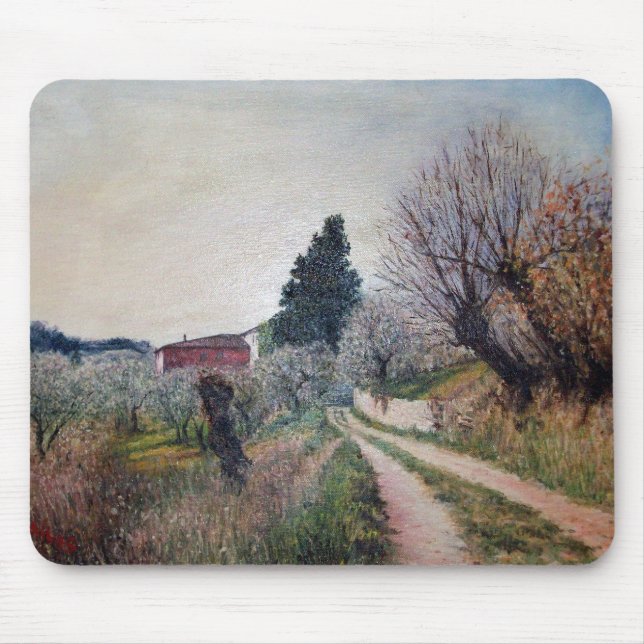 EARLIEST SPRING IN VERNALESE / Tuscany Landscape Mouse Mat (Front)