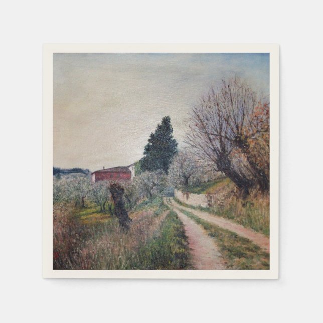 EARLIEST SPRING IN VERNALESE / Tuscany Landscape Napkin (Front)