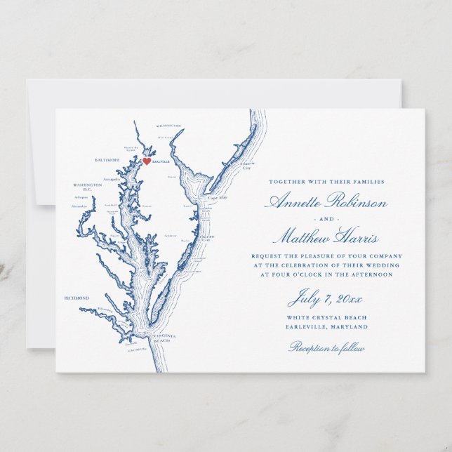 Earlville Maryland Map Elegant Wedding Invitation (Front)