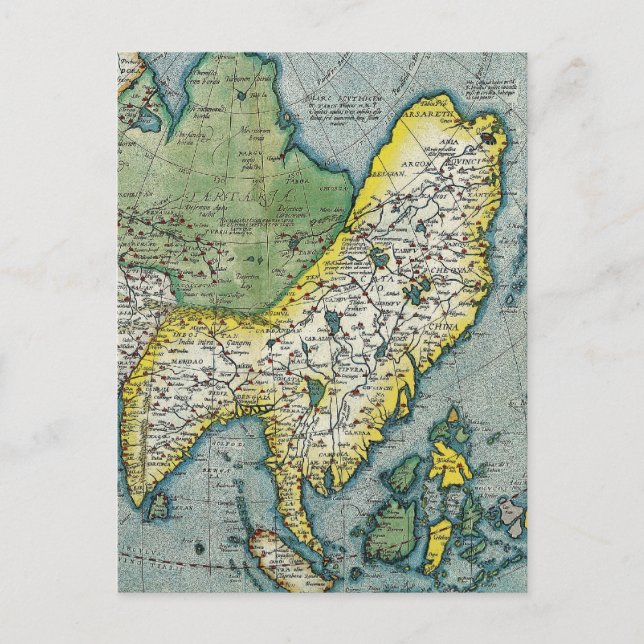 Early 16th Century Map of Asia Postcard (Front)