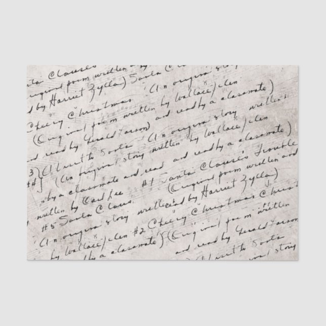 Early 1900s Heartwarming Music Teacher Notes Santa Tissue Paper (Front)