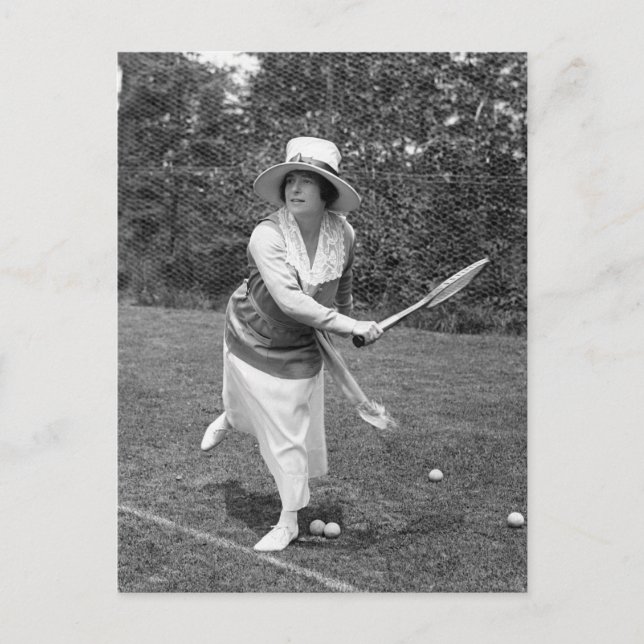 Early 1900s Tennis Fashion Postcard (Front)