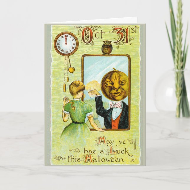 Early 1900s Vintage Halloween Greetings Holiday Card (Front)