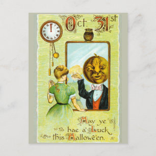 Early 1900s Vintage Halloween Greetings Holiday Postcard