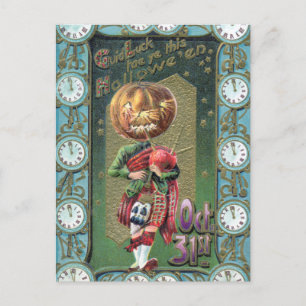 Early 1900s Vintage Halloween Greetings Holiday Postcard