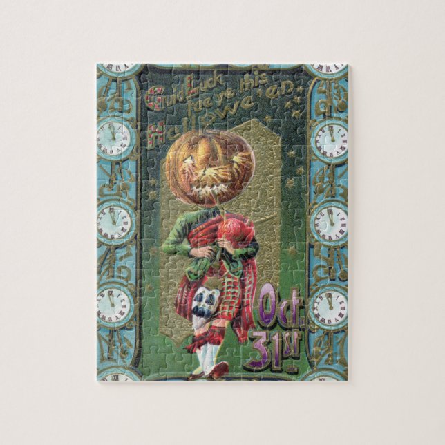 Early 1900s Vintage Halloween Greetings Jigsaw Puzzle (Vertical)
