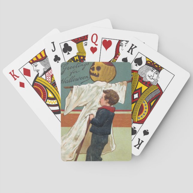Early 1900s Vintage Halloween Greetings Playing Cards (Back)