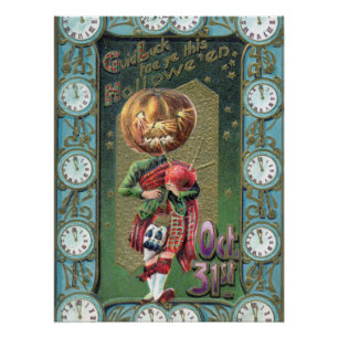 Early 1900s Vintage Halloween Greetings Poster