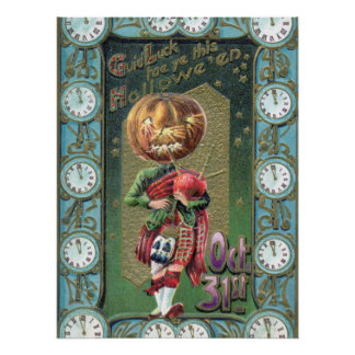 Early 1900s Vintage Halloween Greetings Poster