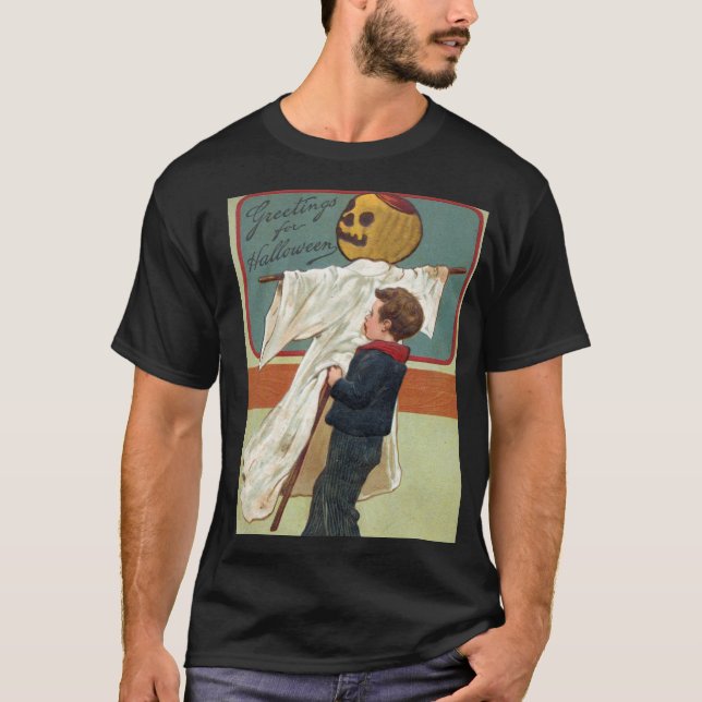 Early 1900s Vintage Halloween Greetings T-Shirt (Front)