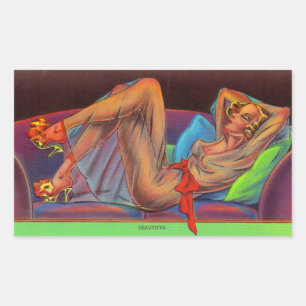 early 1940s Beautiful pin-up girl Rectangular Sticker