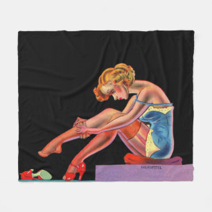 early 1940s Delightful pin-up girl Fleece Blanket