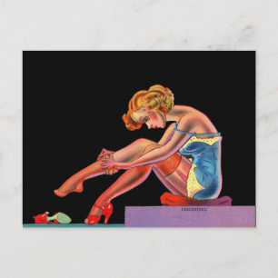early 1940s Delightful pin-up girl Postcard