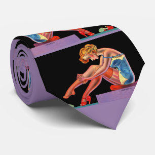 early 1940s Delightful pin-up girl print Tie