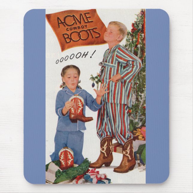 early 1950s cowboy boots for Christmas Mouse Mat (Front)