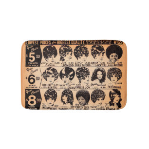 early 1970s wig advertisement bath mat