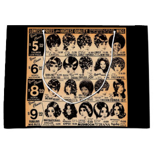 early 1970s wig advertisement print large gift bag