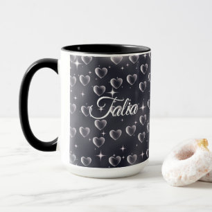 Early 2000s Black And White Heart Old School Art Mug