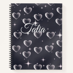 Early 2000s Black And White Heart Old School Art Notebook