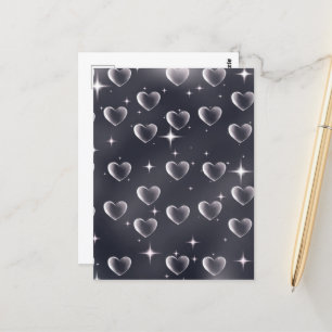 Early 2000s Black And White Heart Old School Art  Postcard