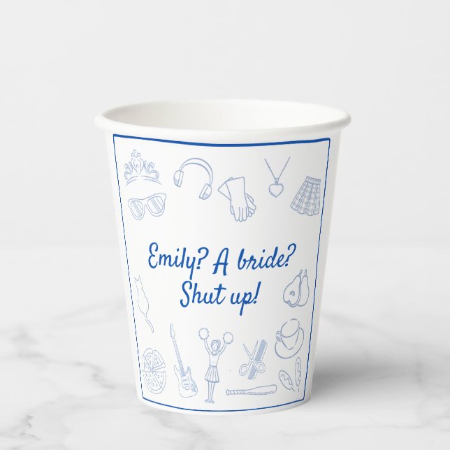 Early 2000's Movie Princess Bachelorette Custom  Paper Cups (Front)