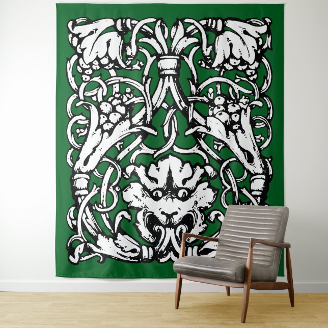 Early 20th Century Knotwork Lion Tapestry (In Situ)