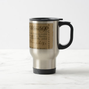 Early American Revolutionary War Lottery Ticket Travel Mug