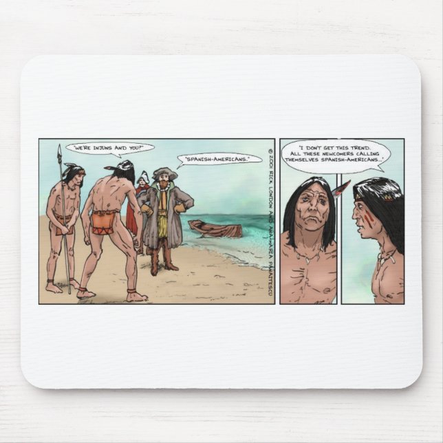 Early American Settlers Offbeat Cartoon Gifts Mouse Mat (Front)