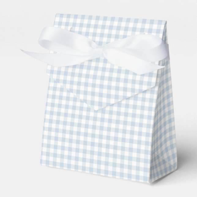 Early Autumn Classic Gingham | Dusty Blue Favour Box (Front Side)